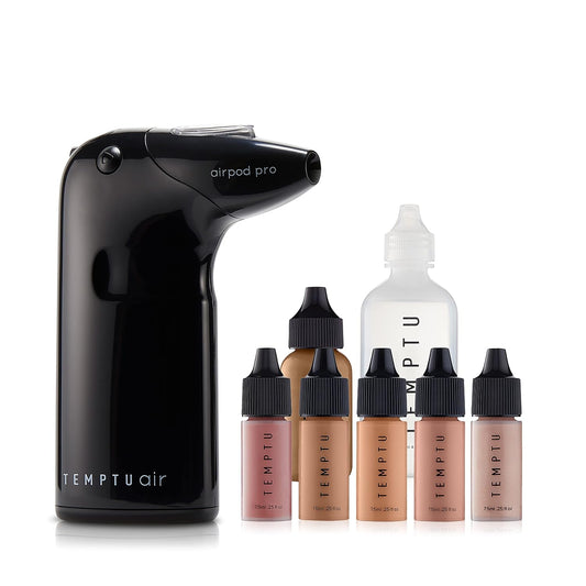 Air Intro Airbrush Makeup Kit: 9-Piece Set Includes Cordless Device, Refillable Makeup Cartridge, 3 Perfect Canvas Semi-Matte Foundations, Primer, Blush, Highlighter & Cleaner