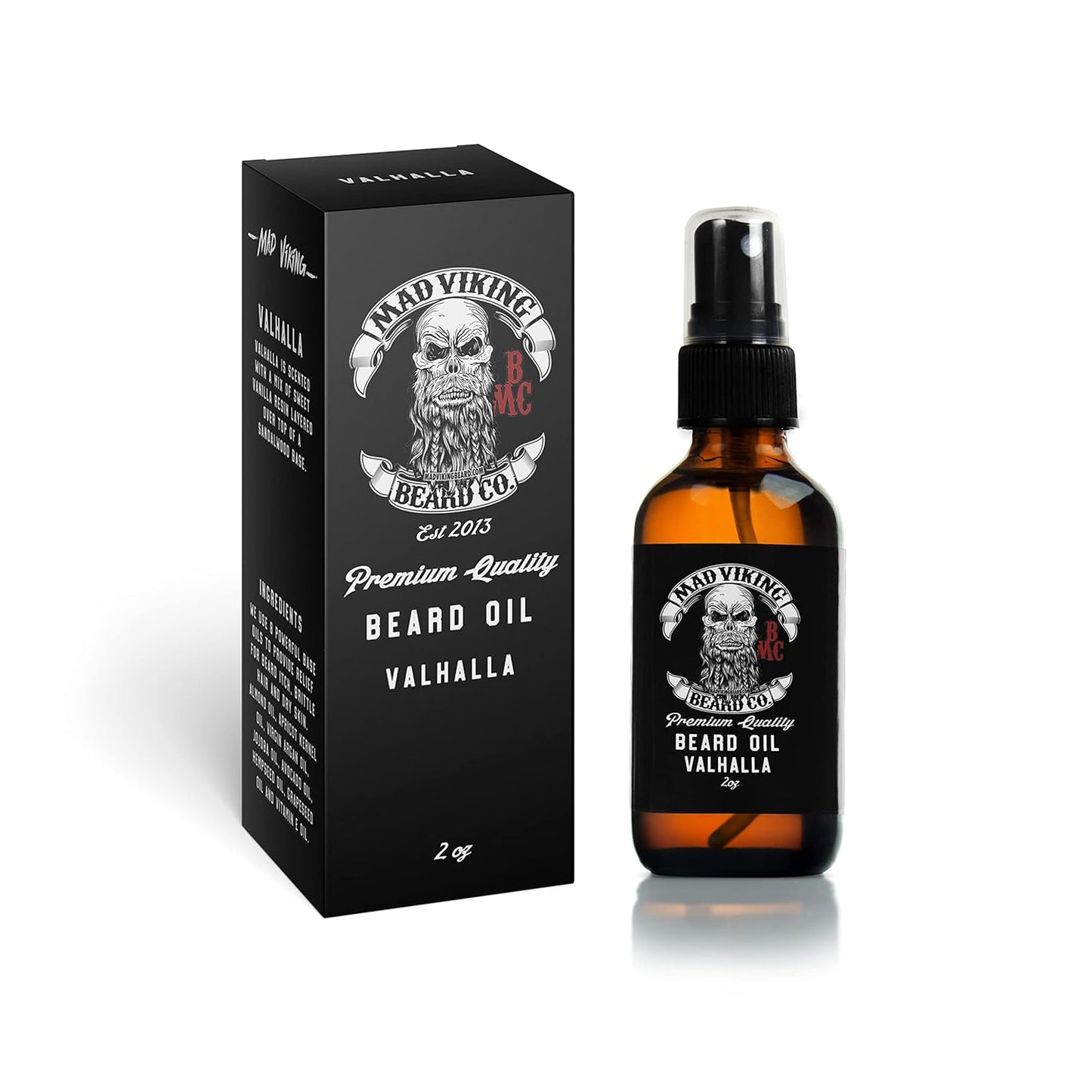 Mad Viking Beard Co. - Premium Beard Oil for All Lengths, All-Natural, Moisturizes Skin, Reduces Beard Itch, Helps Relieve Acne. for a Thicker Fuller Looking Beard. Made in the USA - 2Oz (VALHALLA)