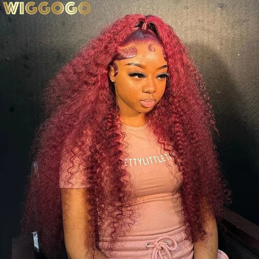 Red Wig 99J Burgundy Lace Front Wig 13X4 Curly Human Hair Wigs Hd Lace Wig 13X6 Human Hair Colored Deep Wave Frontal Wig