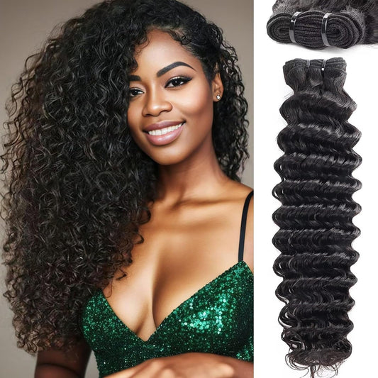 Deep Wave Human Hair Bundles Wet and Wavy Bundles Double Weft SIZE-A01