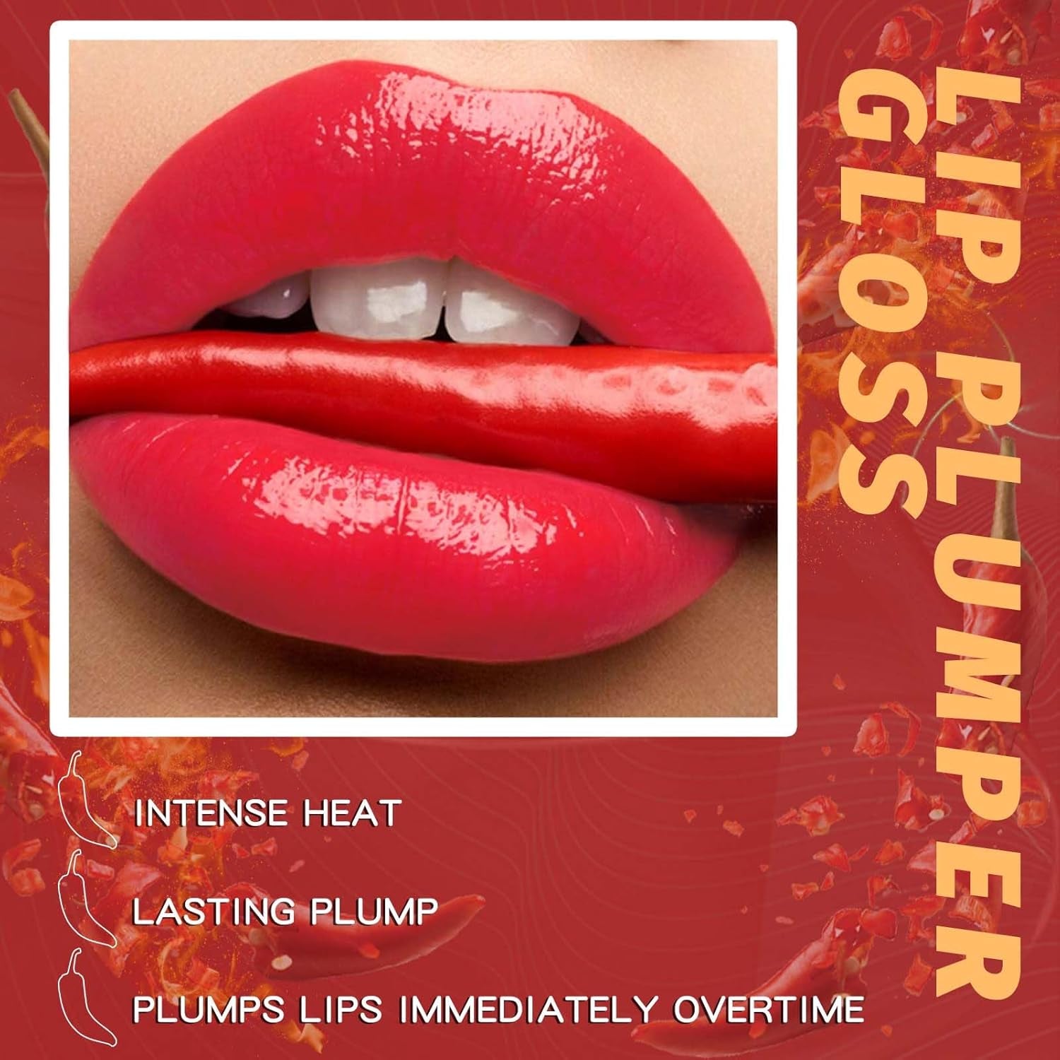 3 Colors Lip Plumper Gloss with Chili Extract-Lasting Plump Lips Hydrate & Volumize-High Shine, Clear Pink Liquid Lipstick Plumping Tint, Smooth Lip Wrinkles, Instantly Fuller Women Girls Makeup