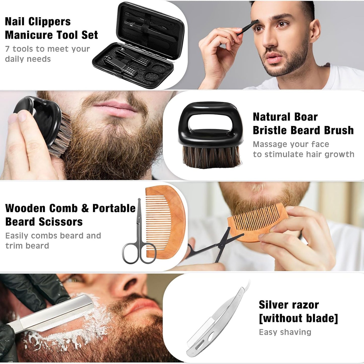 15 Pcs Birthday Gifts for Men Beard Care Set for Him Christmas Gifts Basket Ideas Kit for Men Tumbler Bath Robe for Dad Husband Boyfriend Box Christmas Gifts Baskets